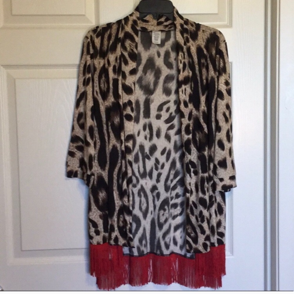 ***CRAZY TRAIN*** Leopard Print & Fringe Kimono